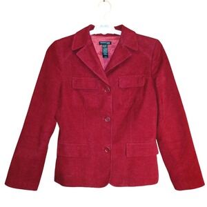 Kenneth‎ Cole Deep Red Cotton Blend Blazer Women's (10) Christmas Holiday Party